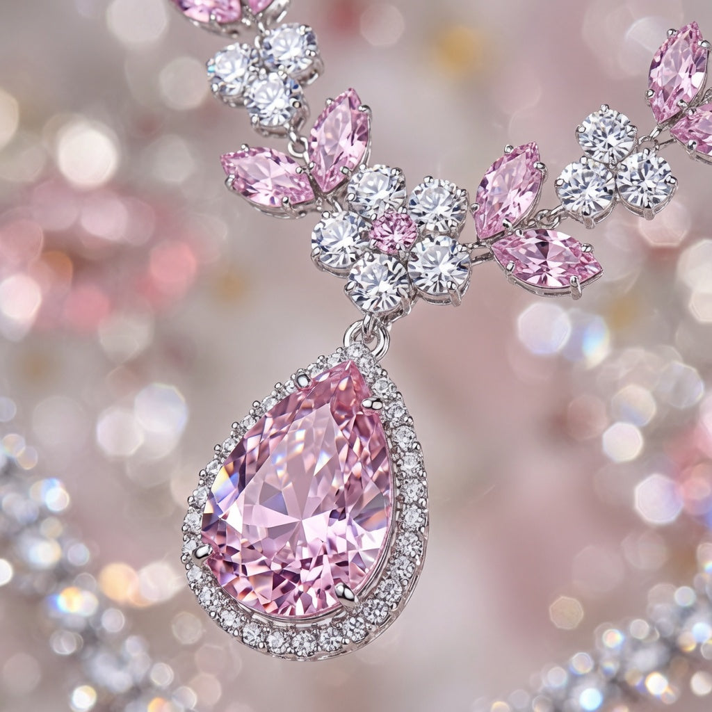 Collar Elegante con Cristal Rosado