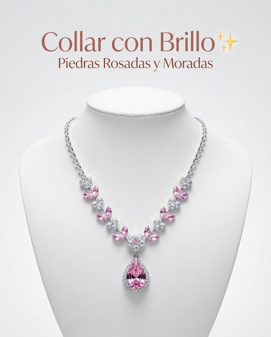 Collar Elegante con Cristal Rosado